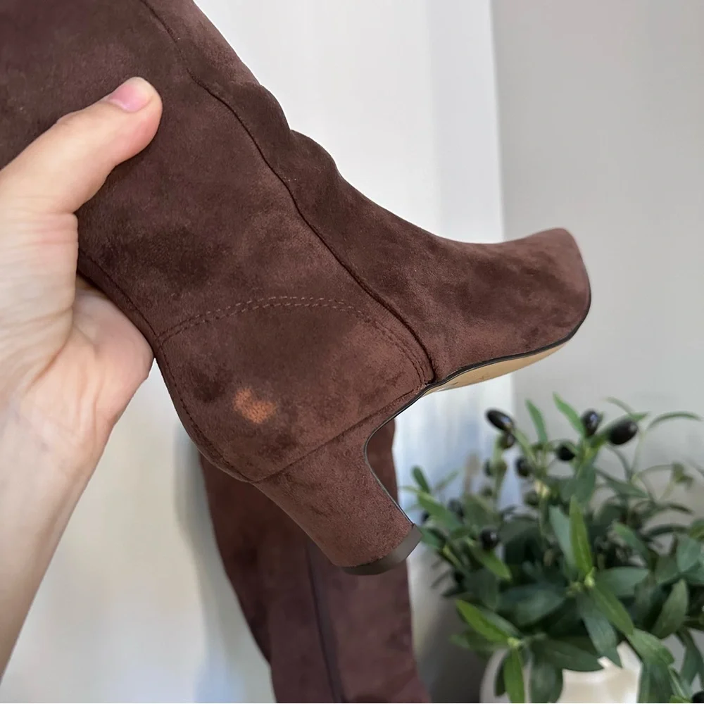 NIB J crew brown suede knee high boots Dark Walnut color‎